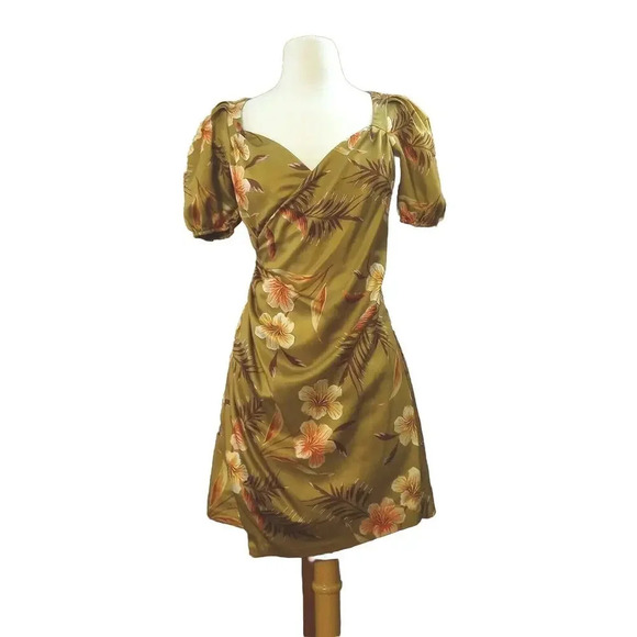 Revolve LPA Pinched Wrap Dress in Lush Tropics Green- Size XXS Mini Dress - Picture 1 of 7